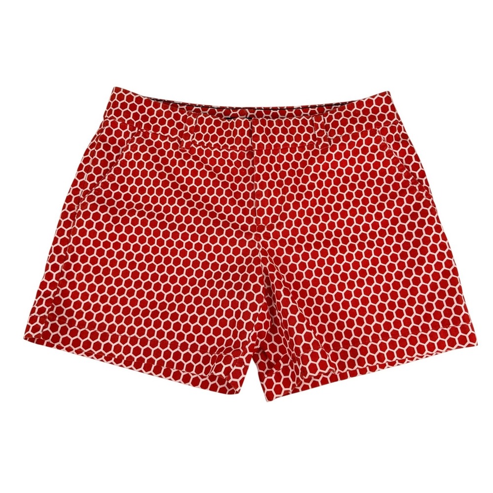 Tommy Hilfiger Red Honeycomb Geometric Chino Shorts Womens 4 Cotton‎ Cuffed